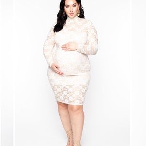 MATERNITY PLUS CHLOE LACE OVERLAY DRESS - IVORY